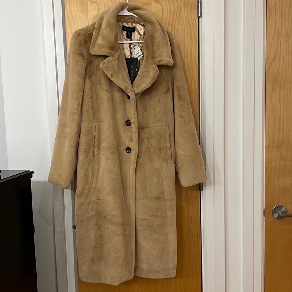Elegant Tan Faux Fur Coat